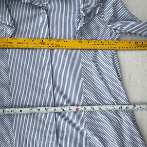 Paul & Joe Sister Dress Women M/L Blue Striped Shirt Trapeze Ruffle Preppy READ - Picture 8 of 9